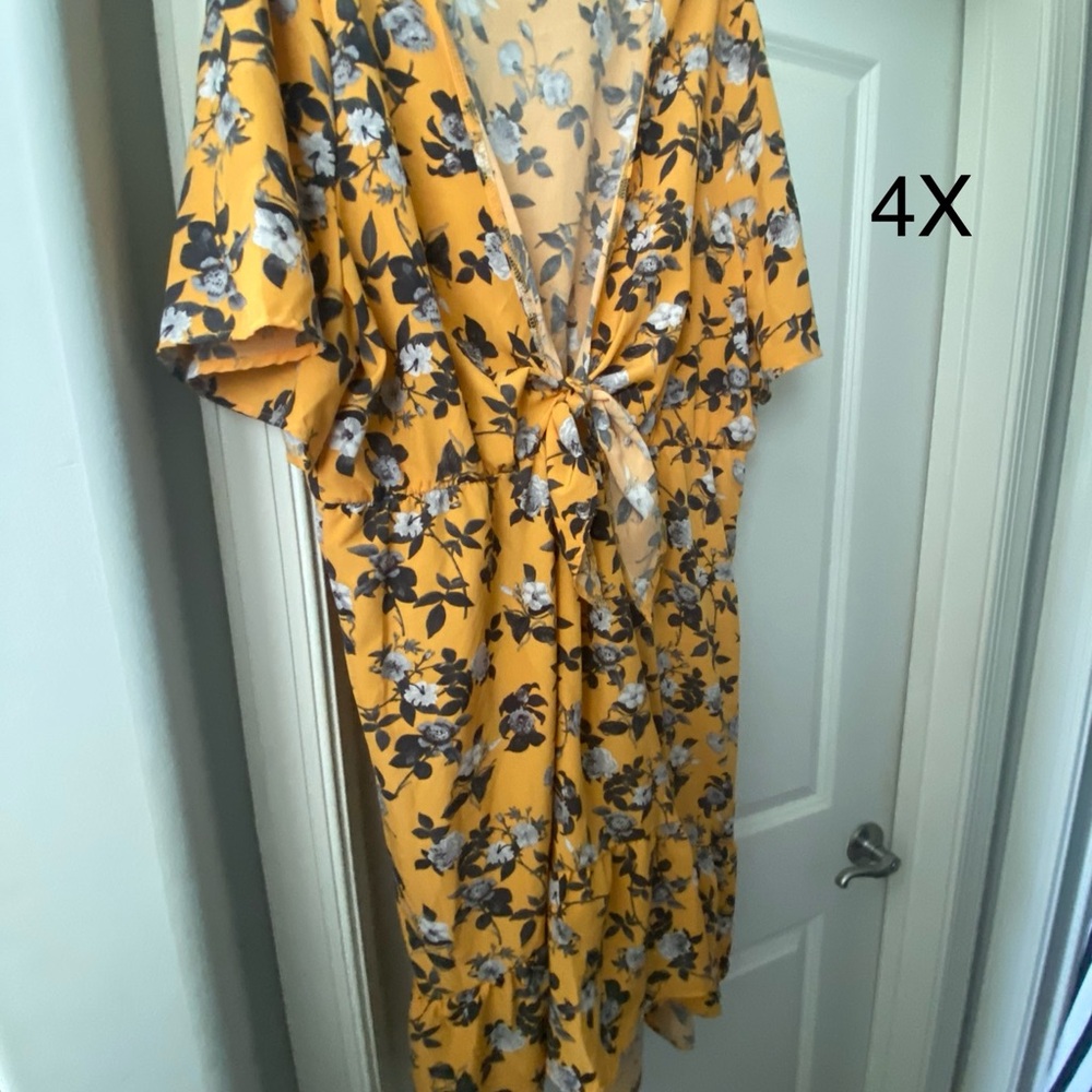 SHEIN Yellow Flutter Sleeve Sundress